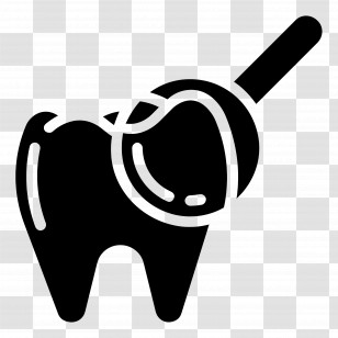 Tooth Check - Dental Checkup Icon With Tooth And Magnifying Glass Transparent PNG