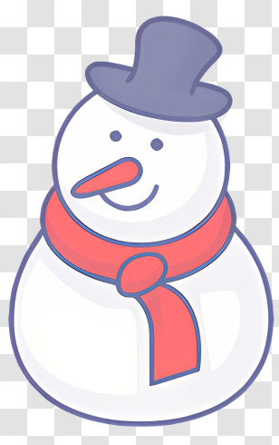 Snowman - Winter Cartoon Snowman With Hat And Scarf Transparent PNG