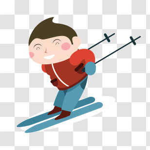 Sports - Happy Boy Skiing Transparent PNG