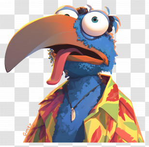 Gonzo - Quirky Blue Bird-like Cartoon Character Transparent PNG