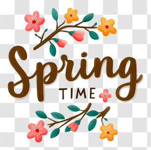Spring Logo Word - Spring Time Floral Lettering Transparent PNG