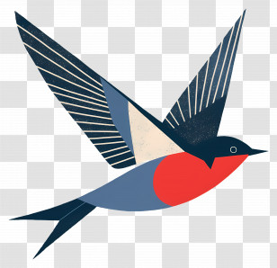 Flying Swallow - Stylized Bird In Flight Transparent PNG