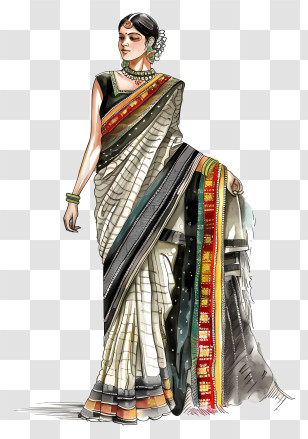 Indian Sari - Woman In Traditional Dress Transparent PNG