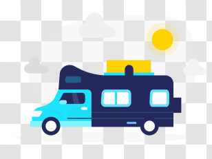 Road Trip - Cartoon Caravan Under The Sunny Sky Transparent PNG