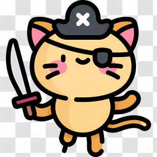 Pirate - Cute Pirate Cat Transparent PNG