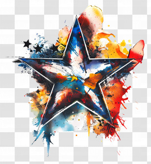 Shining Star - Colorful Star Splash Art Transparent PNG