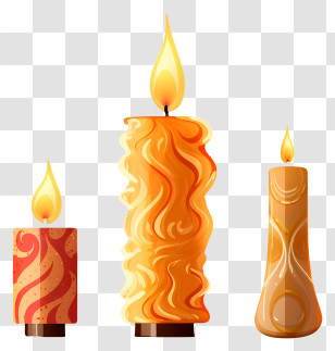 Candles - Stylized Decorative Golden Candle Collection Transparent PNG