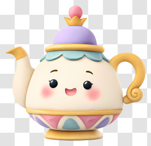 Mrs Potts - Adorable Kawaii Teapot Transparent PNG