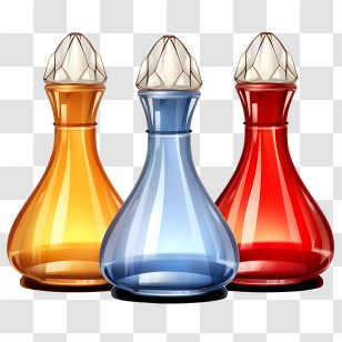 Perfume Bottle - Decorative Glass Bottles With Gemstone Caps Transparent PNG