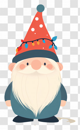 Christmas Gnome - Holiday Gnome With Festive Red Hat And Lights Transparent PNG