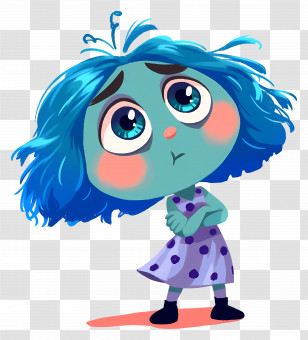 Envy - Blue-Haired Cartoon Girl Transparent PNG
