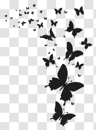 Butterfly Silhouette - Artistic Black Butterfly Silhouettes In Flight Transparent PNG