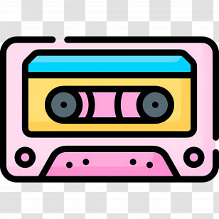 Cassette - Colorful Pink And Yellow Retro Cassette Tape Transparent PNG
