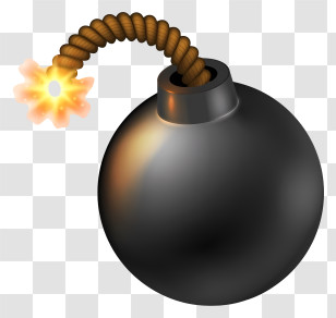 Timer Bomb - Classic Black Bomb With Rope Fuse Spark Transparent PNG