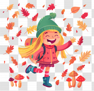 Autumn Background - Happy Child Playing In An Autumn Scene Transparent PNG
