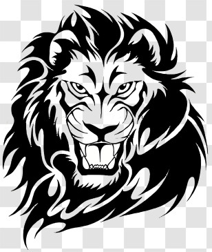 Lion Logo - Roaring Lion Monochrome Logo Illustration Transparent PNG