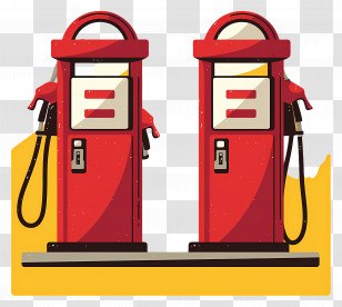 Gas Station - Vintage Gas Pumps Illustration Transparent PNG