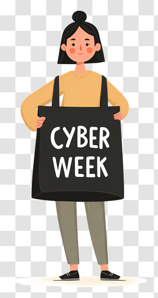 Cyber Week Shopping Bag - Shopper Holding Cyber Week Bag Transparent PNG