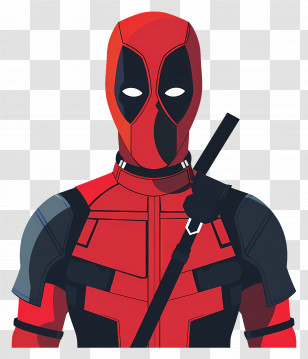 Deadpool - Masked Cartoon Hero In A Red Costume Transparent PNG