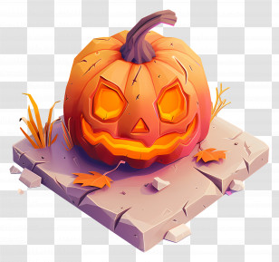 Carved Pumpkin - Carved Halloween Pumpkin With Glowing Features Transparent PNG