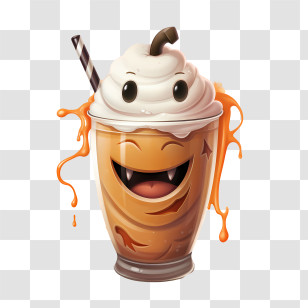 Halloween Milkshake - Cute Milkshake With Whipped Cream And Straw Transparent PNG