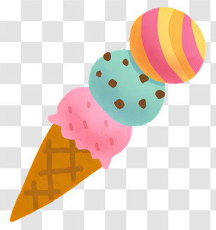 Ice Cream - Colorful Ice Cream Cone For Summer Treat Transparent PNG