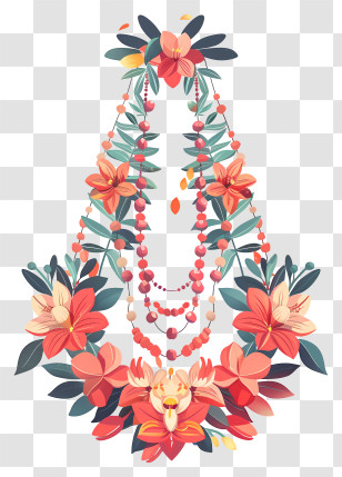 Wedding Flower Mala - Colorful Floral Necklace Decoration Transparent PNG