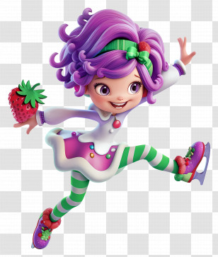 Strawberry Shortcake - Cartoon Strawberry-Themed Skating Character Transparent PNG