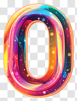 Number 0 - Colorful Zero Number Illustration With Gradient Effects Transparent PNG