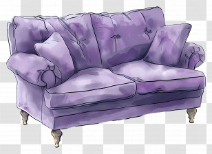 Purple Sofa - Stylish Purple Tufted Couch Illustration Transparent PNG