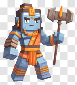 Minecraft Shiva - Blue Warrior With Axe Transparent PNG