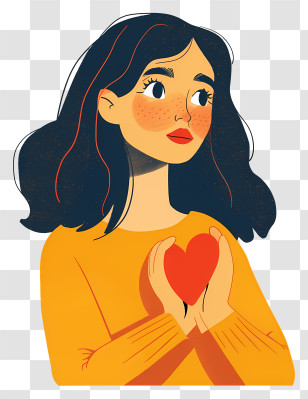 Heart - Girl Holding Heart Illustration Transparent PNG