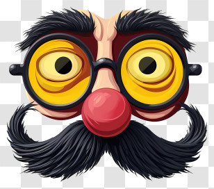 Carnival - Funny Cartoon Disguise Glasses With Red Nose Transparent PNG
