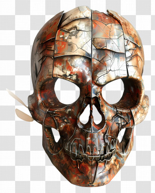 Halloween Mask - Cracked Skull Halloween Mask Transparent PNG