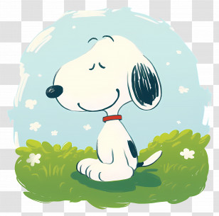 Snoopy Spring - Happy Cartoon Beagle On Grass Transparent PNG