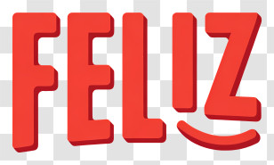 Feliz Logo - Red 3D 'FELIZ' Text Transparent PNG