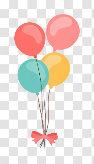 Valentine - Colorful Party Balloons With Ribbon Transparent PNG