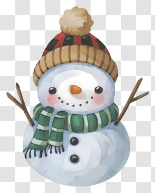 Snowman - Cartoon Snowman With Festive Accessories For Christmas Transparent PNG
