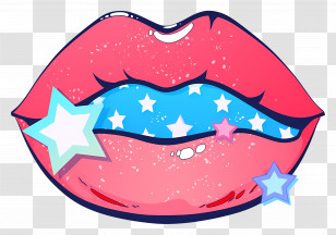 Cartoon Lips - Colorful Lips With Stars Transparent PNG