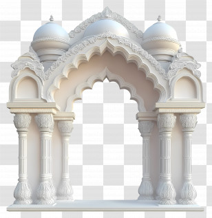 Jharokha - Ornate Arch With Pillars And Domes Transparent PNG