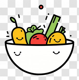 Food Logo - Happy Vegetables In A Bowl Transparent PNG