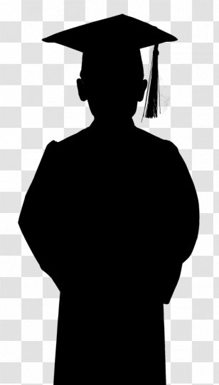 Black & White - Graduation - M Shoulder Character Silhouette Clip Art Transparent PNG