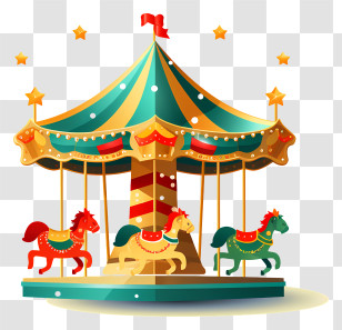 Christmas Elements - Colorful Carousel Ride For Amusement Parks Transparent PNG