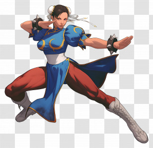 Chun Li - Martial Arts Fighter Illustration In Action Pose Transparent PNG