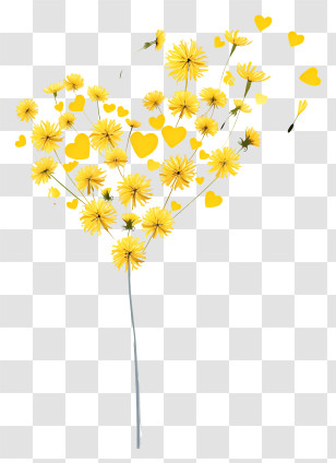 Heart Dandelion - Heart Shaped Yellow Flowers Transparent PNG