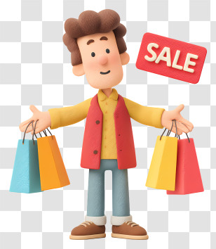 Man Carrying Shopping Bags - Happy Shopper Carrying Sale Bags Transparent PNG