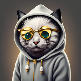 Global Cat Day - Stylish Cat Wearing A Hoodie And Glasses Transparent PNG