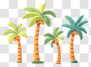 Summer Coconut Trees - Tropical Palm Trees Illustration Transparent PNG