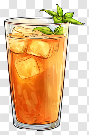 Jal Jeera Beverage - Iced Tea In Glass With Mint Leaf Transparent PNG