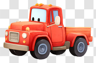 Big Truck Car - Red Pickup Truck With Cartoon Style Transparent PNG